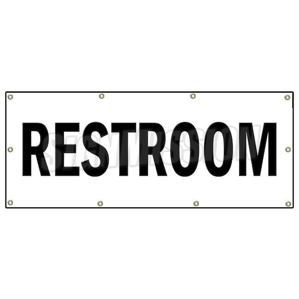 RESTROOM BANNER SIGN john stall water closet ladies room bathroom